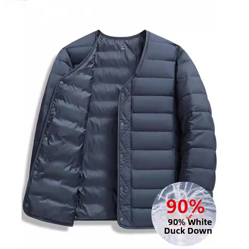 

Мужская легкая свободная куртка с наполнителем из пуха, термобелье для среднего возраста и старше, на все сезоны, для дома и активного отдыха