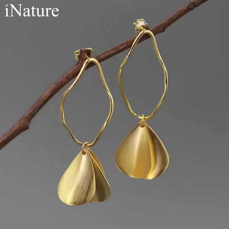 INATURE 925 Sterling Silver Gorgeous Flower Petal Drop Earrings for Women Wedding Jewelry