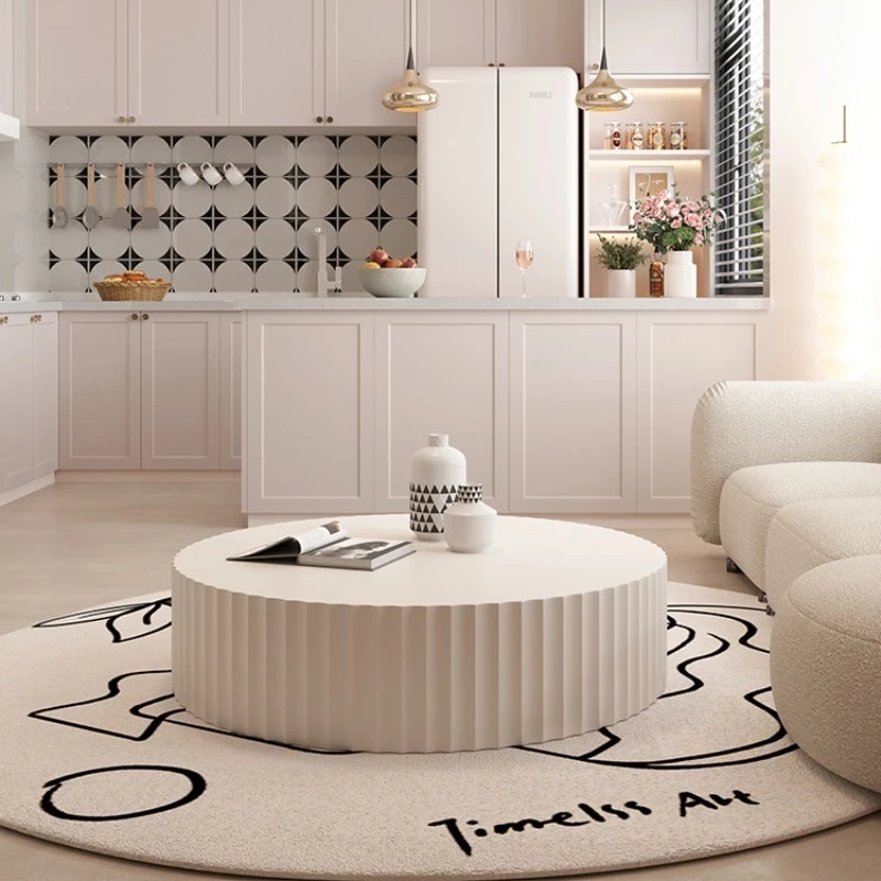 طاولة القهوة الفرنسية كريم الرياح طاولة القهوة الرجعية غرفة المعيشة المستديرة طاولة صغيرة بسيطة شقة صغيرة المنزلية #1