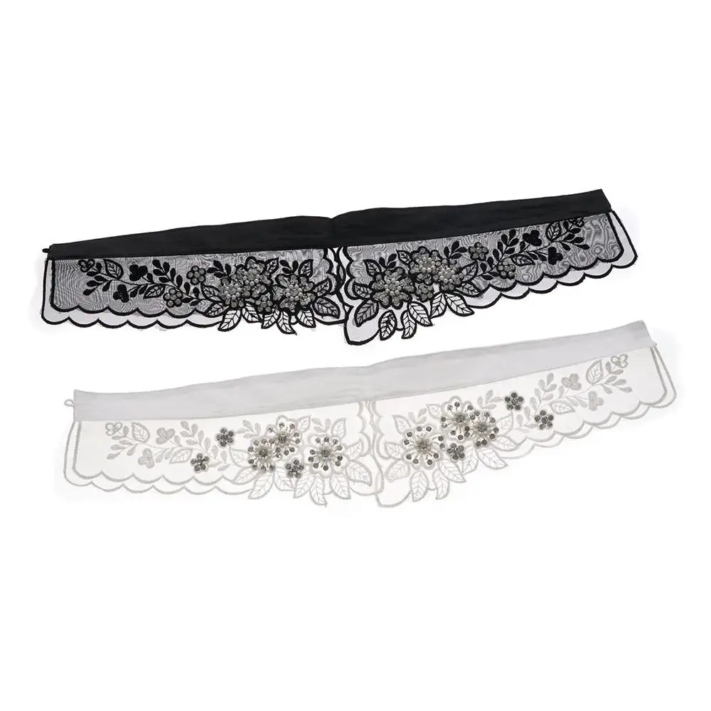 Moda mujer hojas hueco perla Rhinestone camisas collares escote falso encaje cuello falso