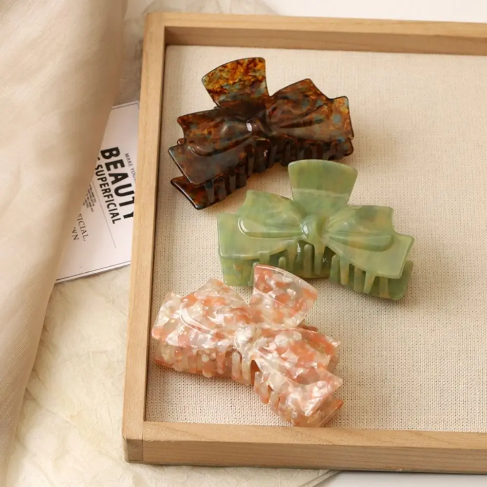 

Geometric Retro Bow Acetate Hair Claw Hair Clip Headwear Solid Color Shark Clip Geometry Hairpin Korean Style Shark Clip Travel