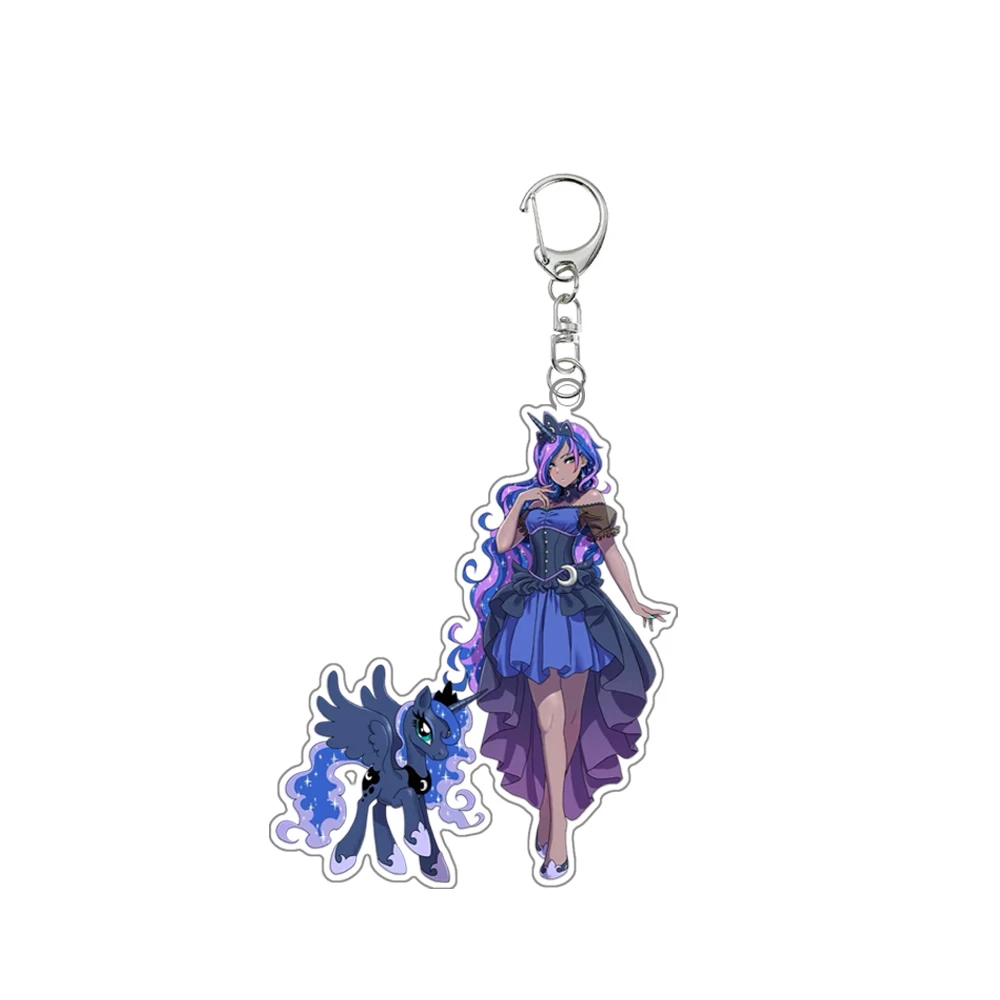 My Little Pony Anime Figure Fluttershy Applejack Rainbow Dash Rarity Acrylic Pendant Keychain Decoration Accessories 8Cm