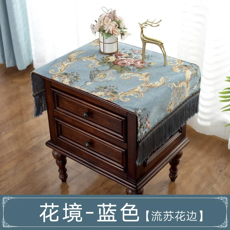 

European Jacquard Tablecloth Tassel Flag Dust Cover Dining Table Cover Embroid Tea Table Cloth Lace TV Cabinet Cover Customized