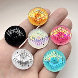 25mm round mineral eye totem resin AB color rhinestone DIY jewelry indigenous earrings decoration flat back scrapbook rhinestone