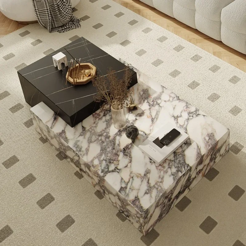 Bulgari tea table luxury modern living room home high-end villa rock plate tea table TV cabinet combination