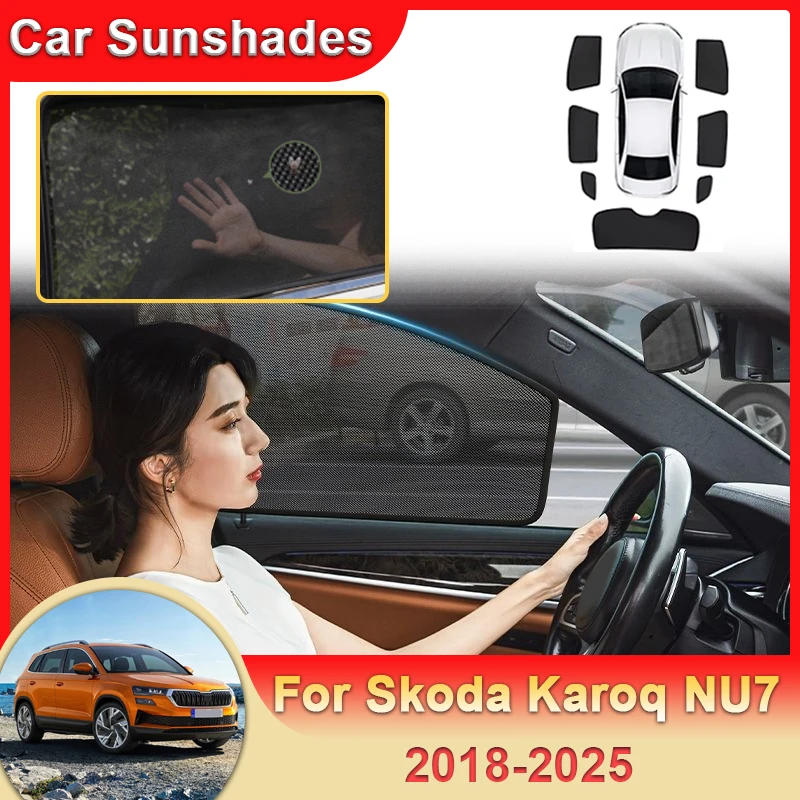 

For Skoda Karoq NU7 2018-2025 2019 2020 2021 2022 Magnetic Sunshades liftback Sunshade Visor blocking Curtain Privacy Shading