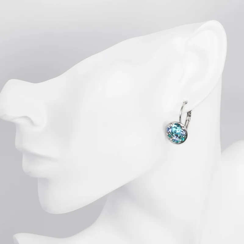 Hot Selling Crystals Dangle Earring Silver Gold Color Bella Round Dorp Earrings For Women Party Wedding Bijoux