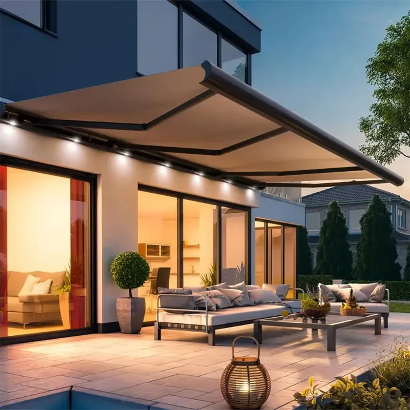 for Electric Outdoor Patio Waterproof Aluminum Full Box Folding Arm Retractable Awning