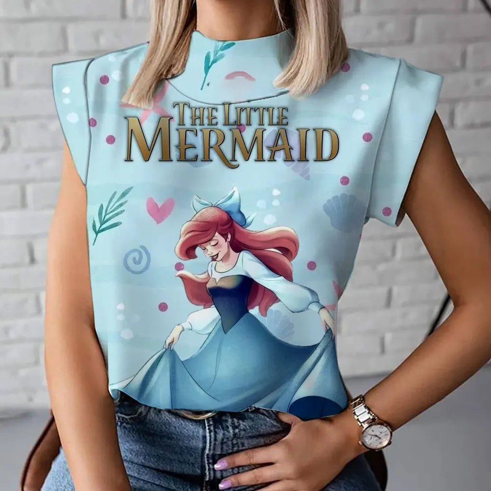 Alice cartoon women's high collar T-shirt fashionable and comfortable casual short-sleeved summer ladies T-shirt 2024 new