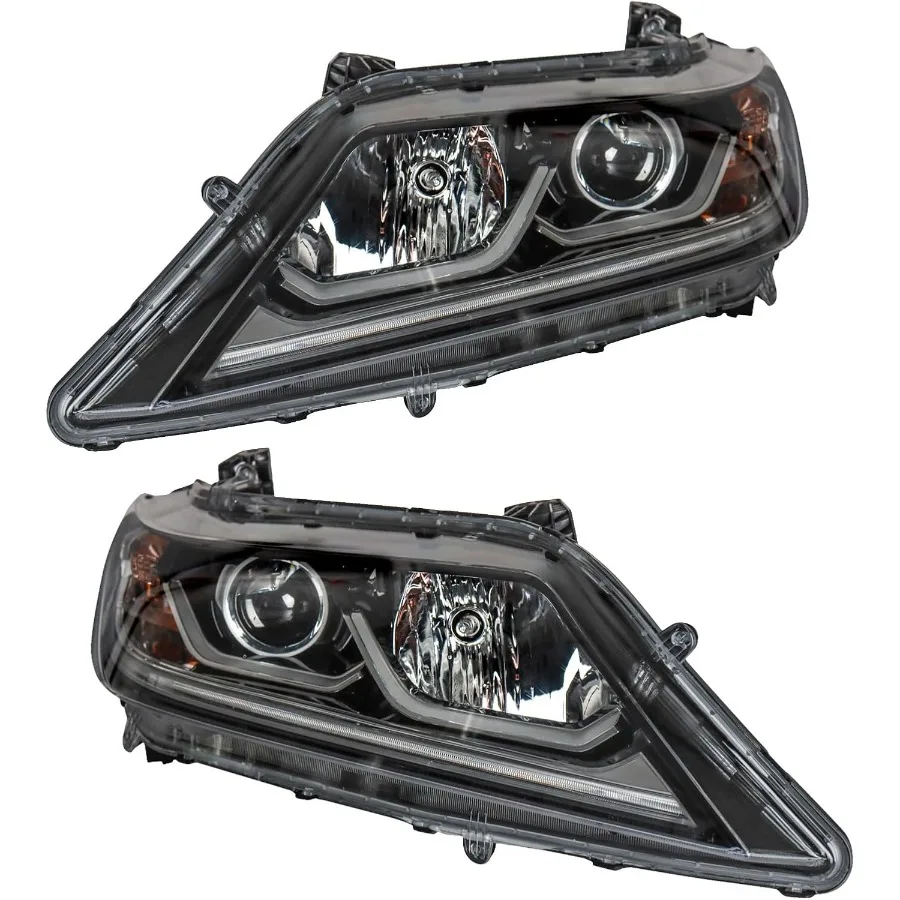 مجموعة مصابيح أمامية للسائق والركاب مصابيح أمامية LED عالية الأداء متوافقة مع 20162017 Honda Accord HO250 #2