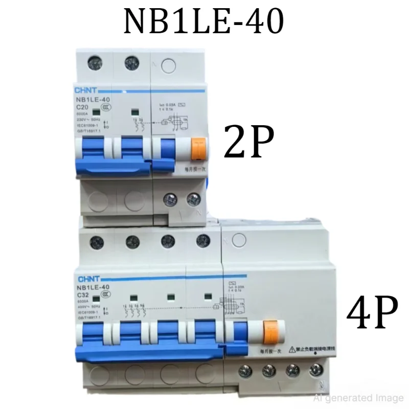 Chint NB1LE-40 2P 4P Leakage Protector 16A 20A 25A 32A 40A Household Main Switch, Overheat Resistant Terminals
