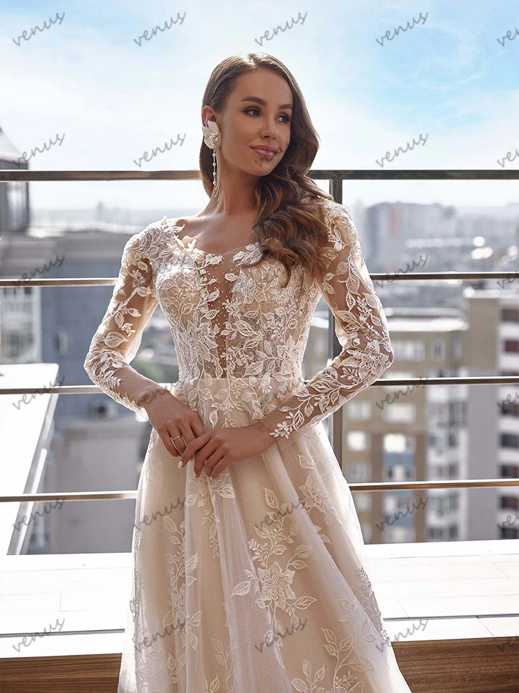 Vestidos De Novia De lujo, Vestidos De Novia glamorosos, Apliques De encaje, batas De manga larga para mujer 2026, Vestidos De Novia personalizados 2025