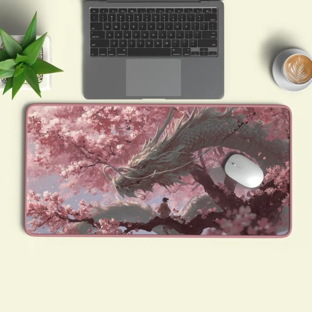 Japanese Dragon Cherry Blossom Desk Mat pc accessories desk organizers and trays alfombrillas para escritorio desk mat