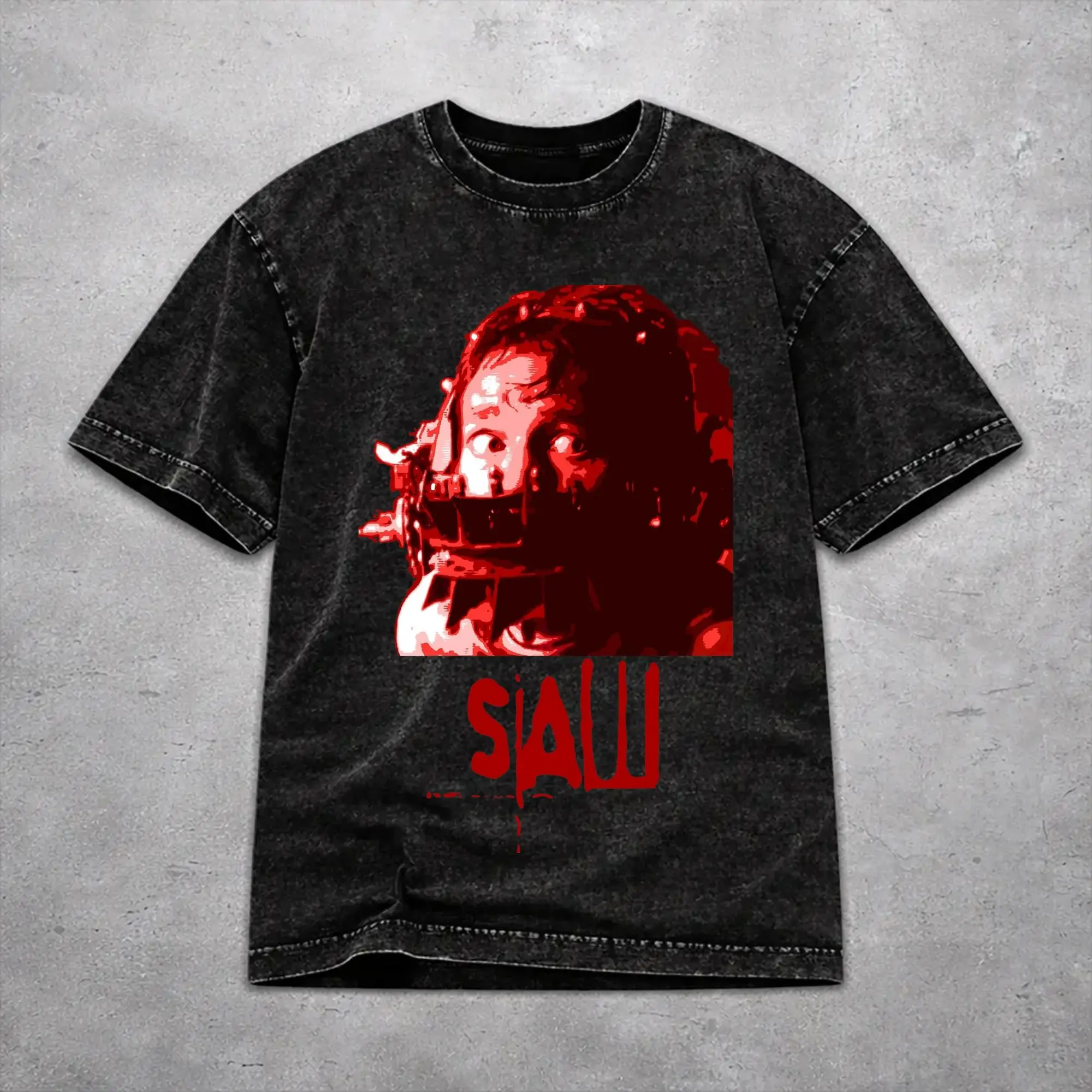 Saw Horror Movie Shirt Vintage Washed Style For Men Women Cotton Tee Shirts Clothing
