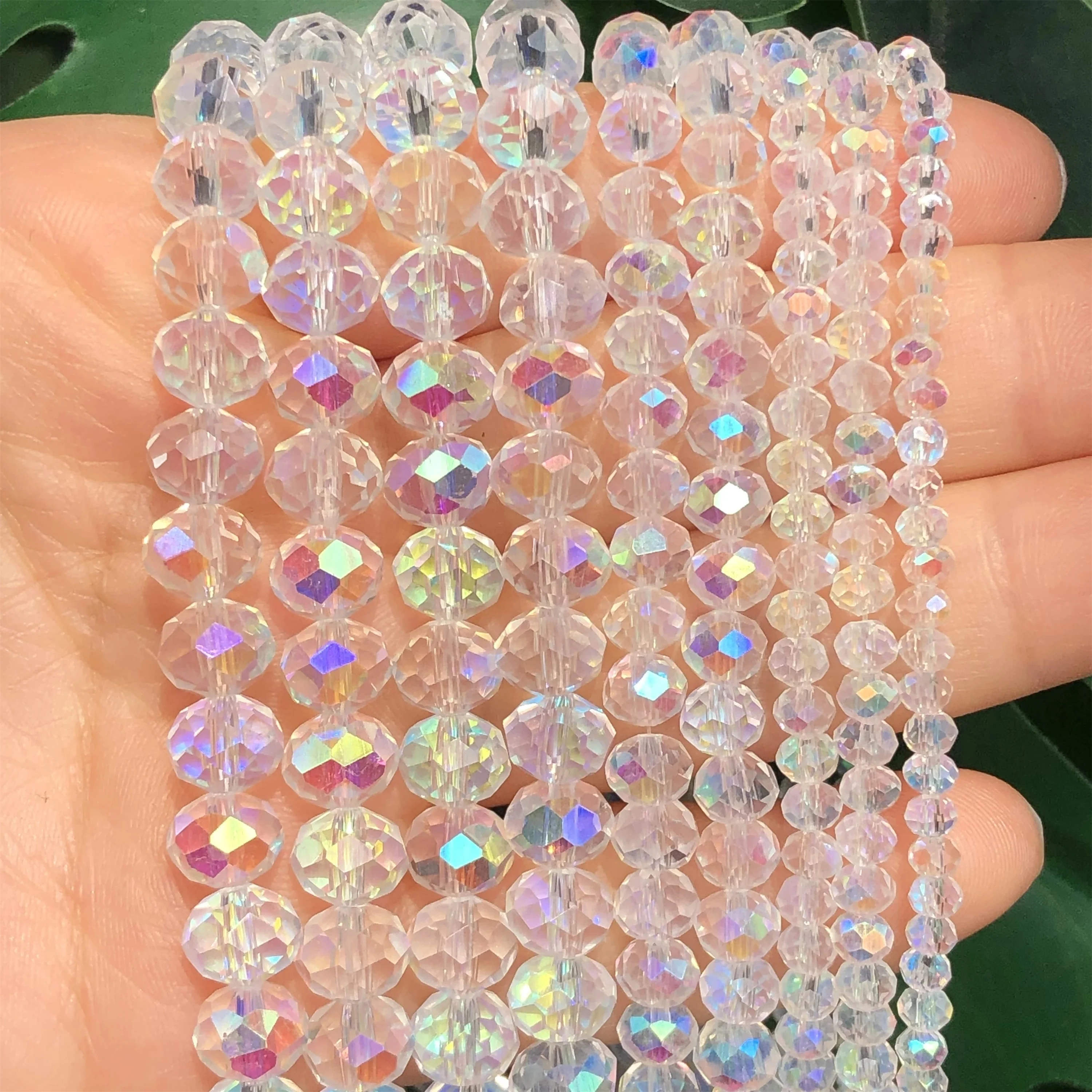 3Mm/4Mm/6Mm/8Mm Iridescent Ab Faceted Crystal Glass Loose Beads Handmade DIY Bracelet Necklace Beading Materials Jewelry Accessories
