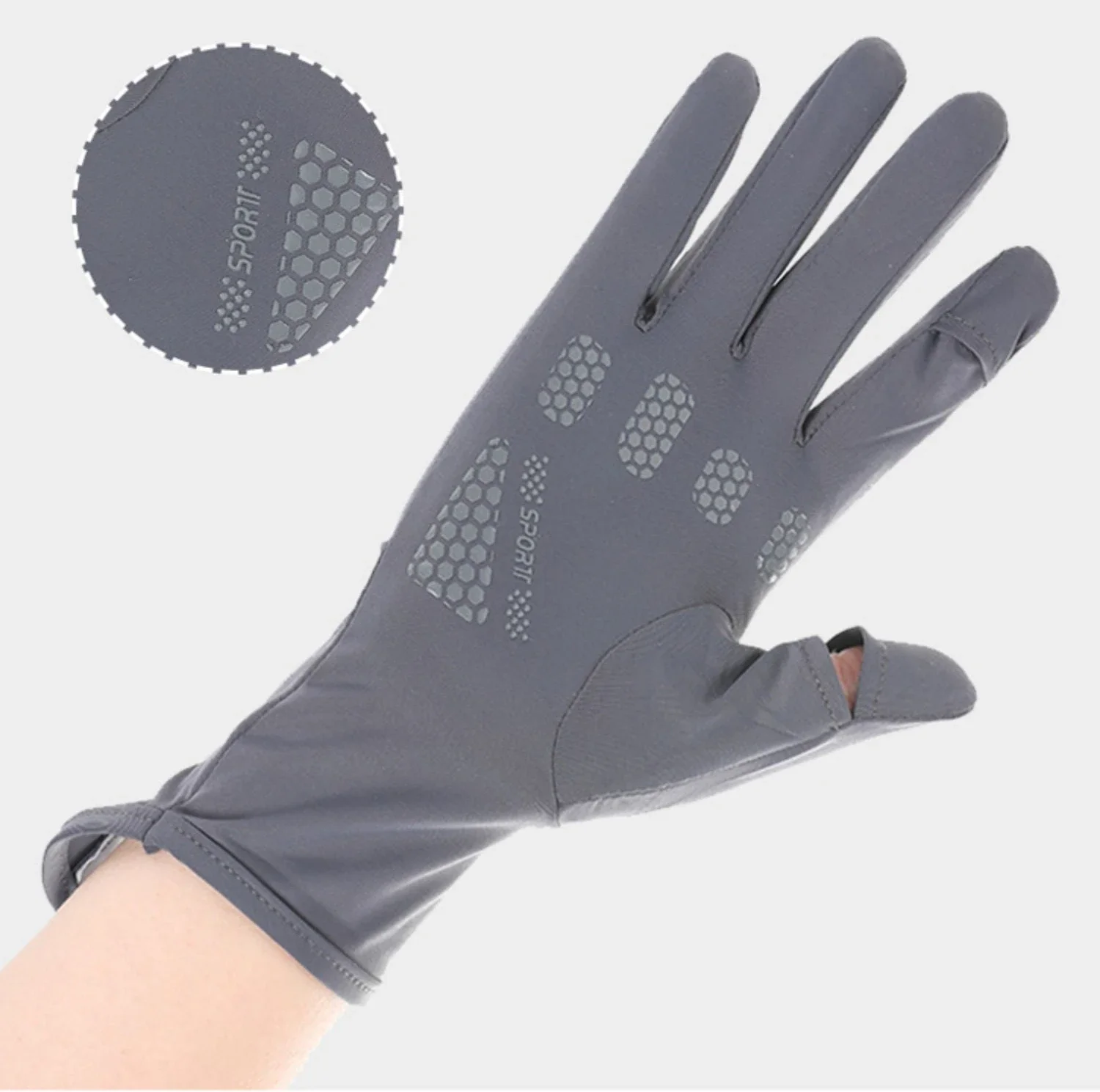 Summer Sunscreen Gloves Women Thin Ice Silk Anti-ultraviolet Dew Finger Touch Screen Driving Riding Non-slip Breathable UPF 50