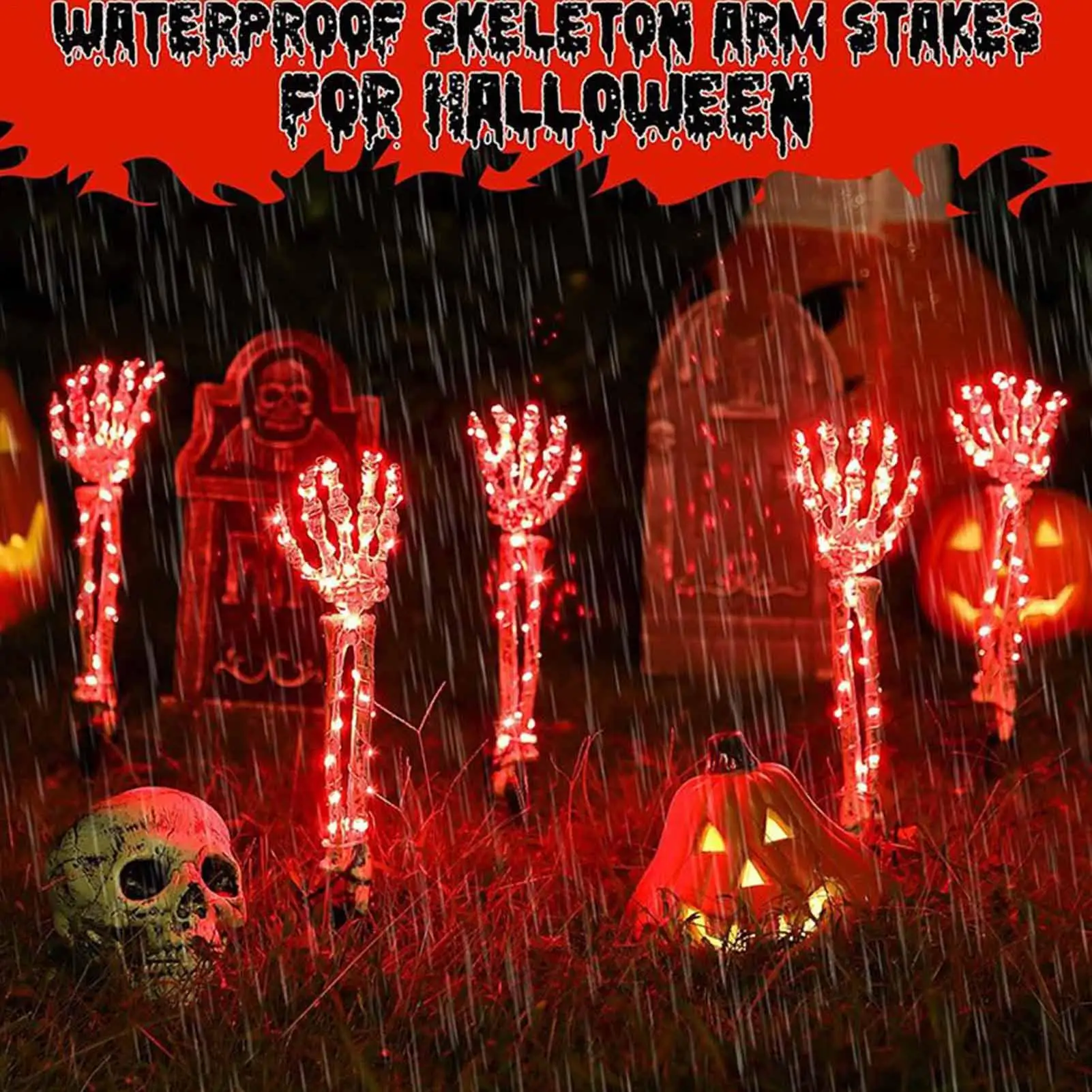 

Halloween Hand Skeleton Design Waterproof Lamp for Outdoor Solar Garden Outdoor LED Lights for Patio Path Decoration