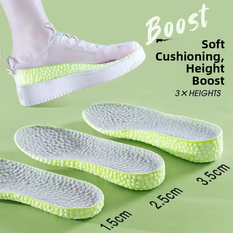 Ultra-Soft Invisible Height-Boosting Shoe Inserts Men Women Popcorn-Scented Absorbent Odor-Blocking Cushioning Insoles