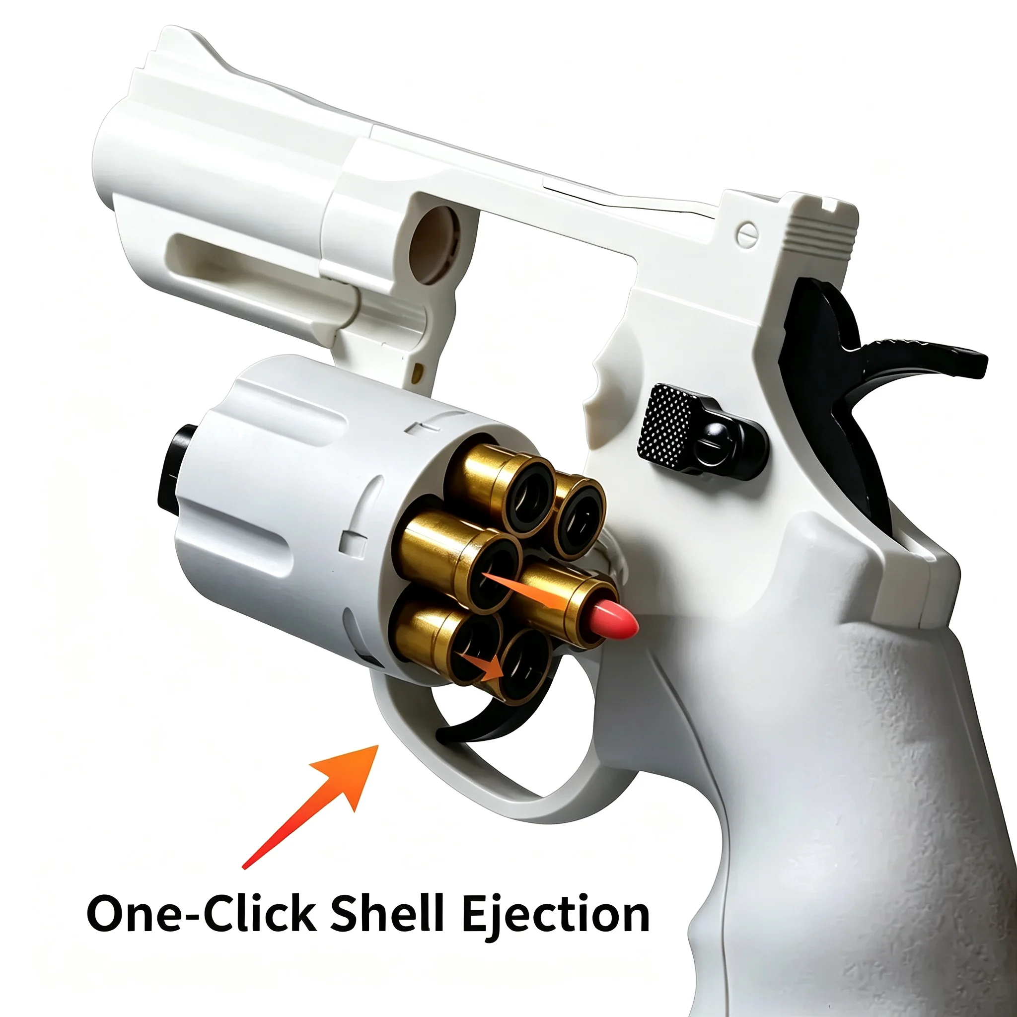 Soft Bullet Toy Revolver for Kids 14+, Detachable Continuous Shooting Blaster, 20 Foam Darts, No Battery, Halloween Cosplay Gift