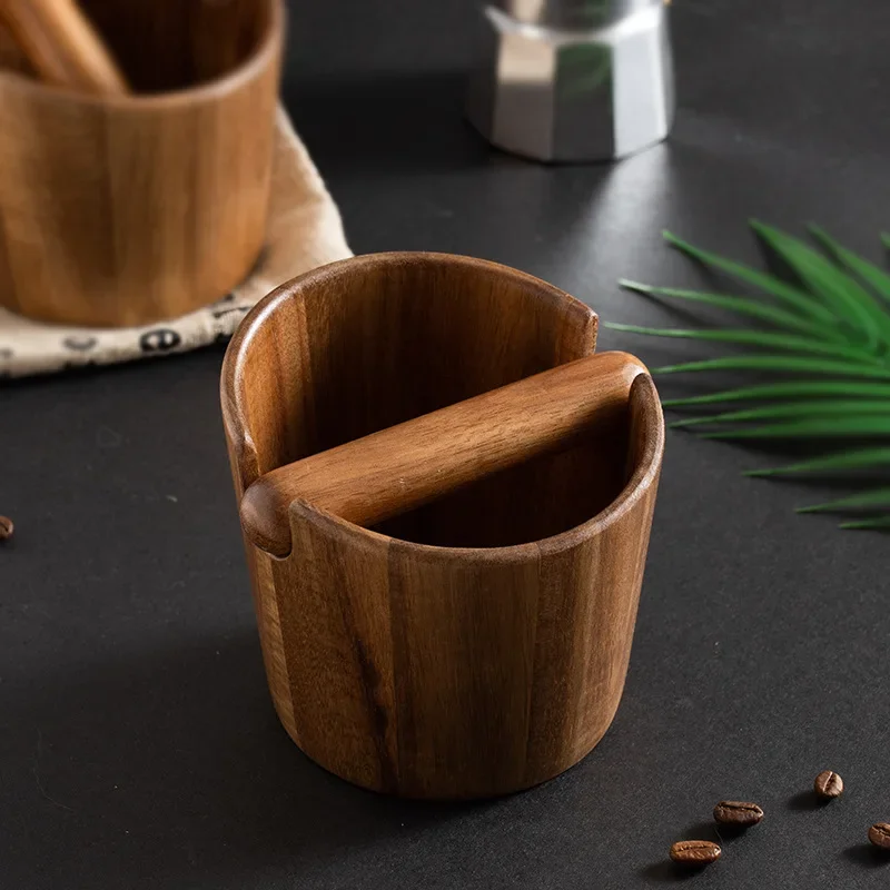 Knock the Slag Bucket Coffee Grounds Knock Box Ground Coffee Container Solid Wood Knocking Tank Coffe Accessories Barista Tools