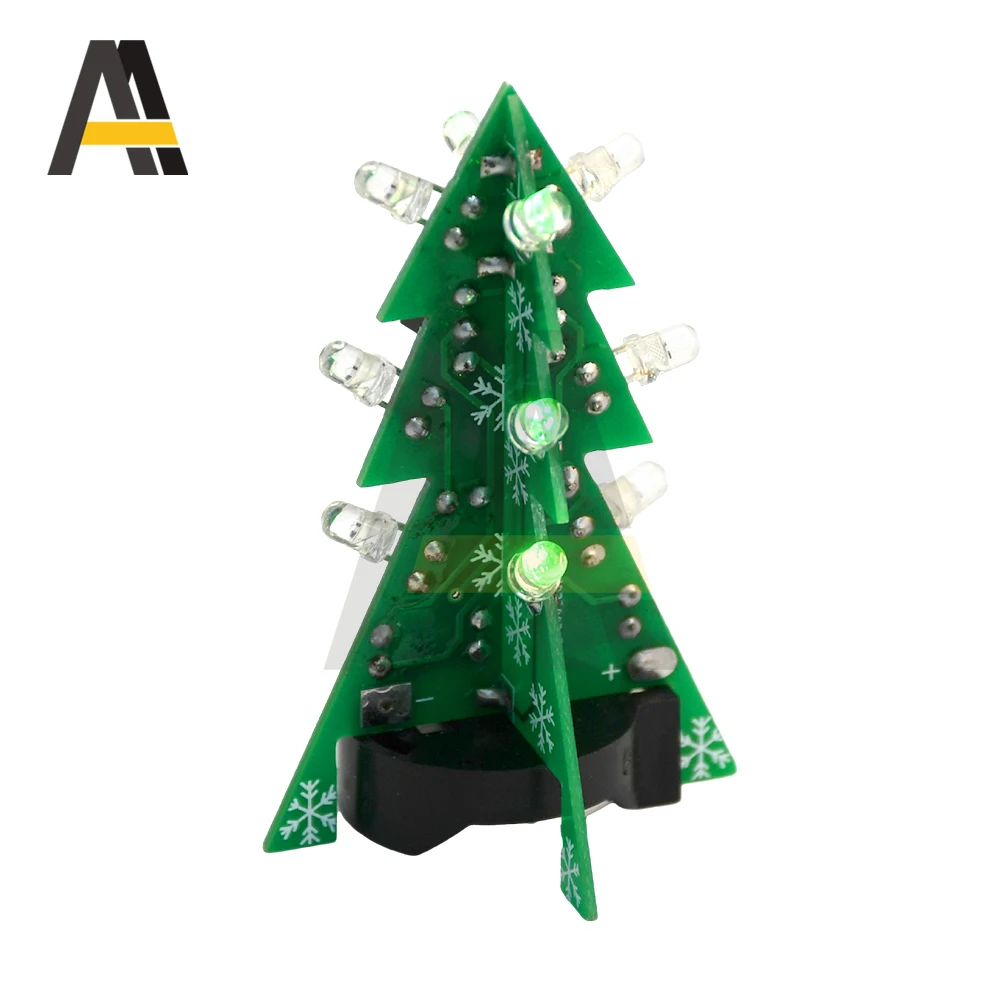DIY Choinka 3D Color Flash Kit Praktyka lutowania Elektroniczny zestaw montażowy LED PCB