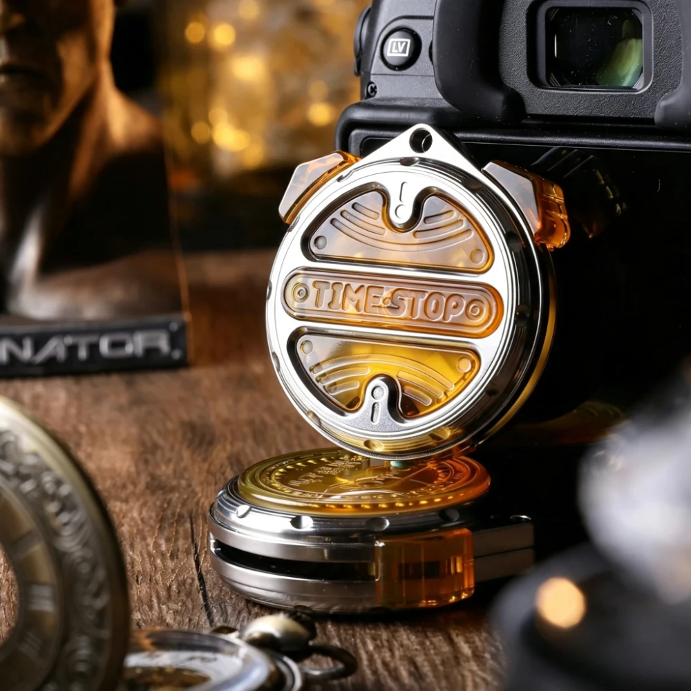 Basement Chief EDC Time Stop Mechanical Titanium Alloy Rotating Side Push Composite Decompression Toy