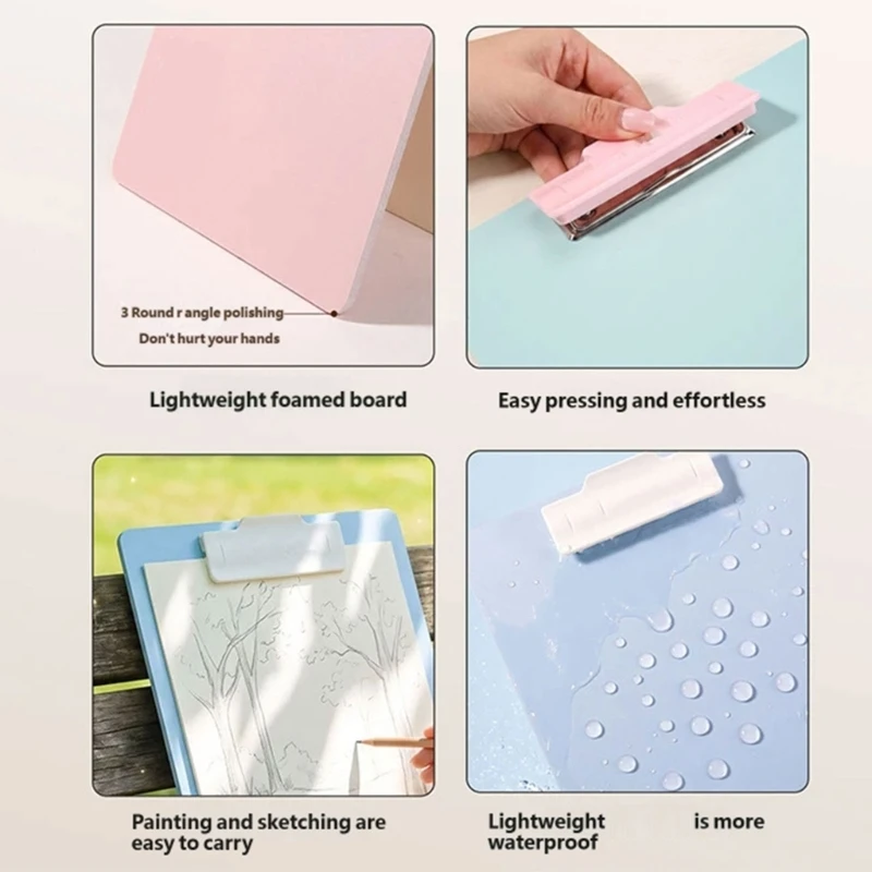 Clipboard with Integrated Clip and Firm Writing Board for Holding Worksheets, Forms, Class Note, and Meeting Paper X3UB