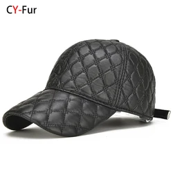 2026 Spring Genuine Sheepskin Leather 55-61CM Black Baseball Caps For Man Casual Street Gf Gorras Dad Hat
