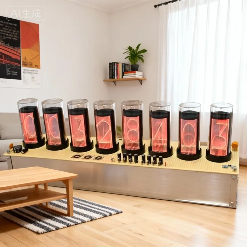 Digital Table Clocks Nixie Tube Clock Stainless Steel Creative Computer Desktop Watch Smart Noctilucent Retro Home Decoration