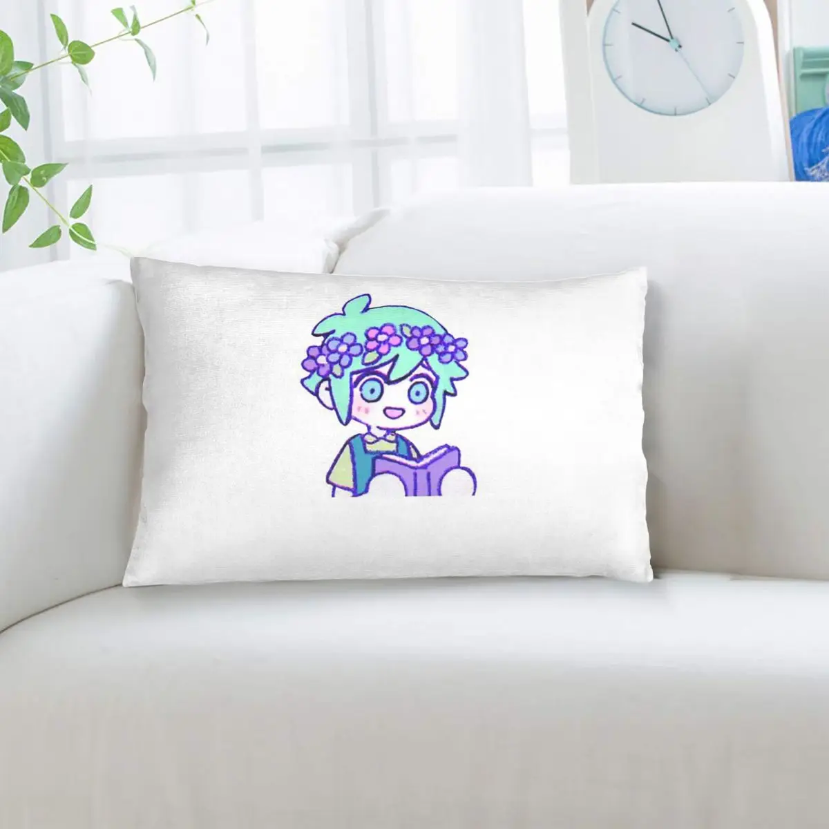 Cute Basil Omori Emote Rectangle Pillowcase Cushion Cover Decor Bedroom Bed Home Comfort Throw Pillow