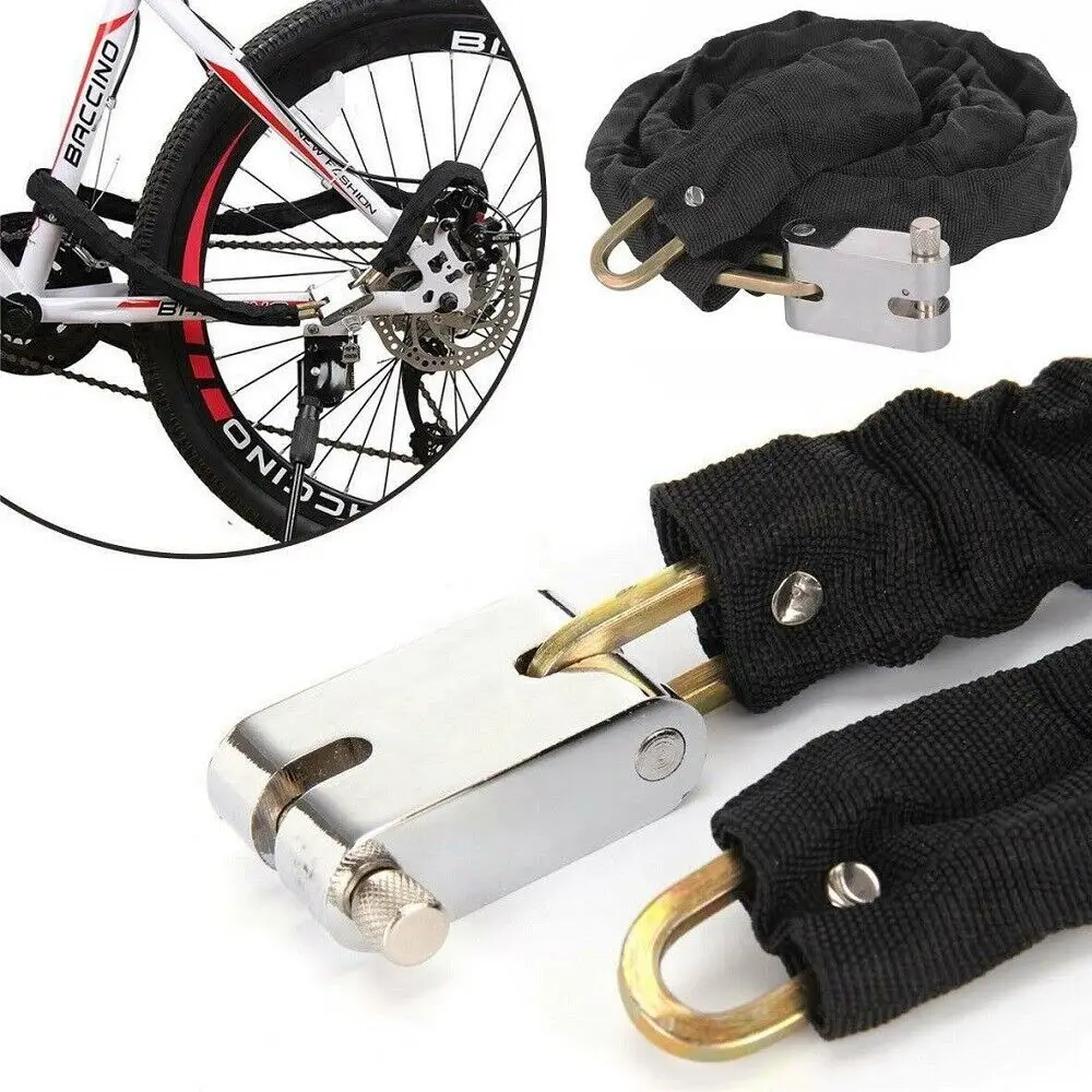 قفل سلسلة الدراجة الثقيلة ، قفل أمان أسود ، سلسلة معدنية للدراجات النارية والدراجات ، m #2