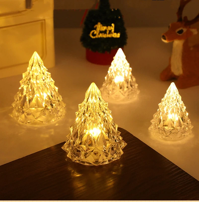 

Новогодняя светодиодная лампа-айсберг 8 см с теплым светом, хрустальная лампа в виде заснеженной горы, романтический ночник, декор для комнаты, подарки на Новый год