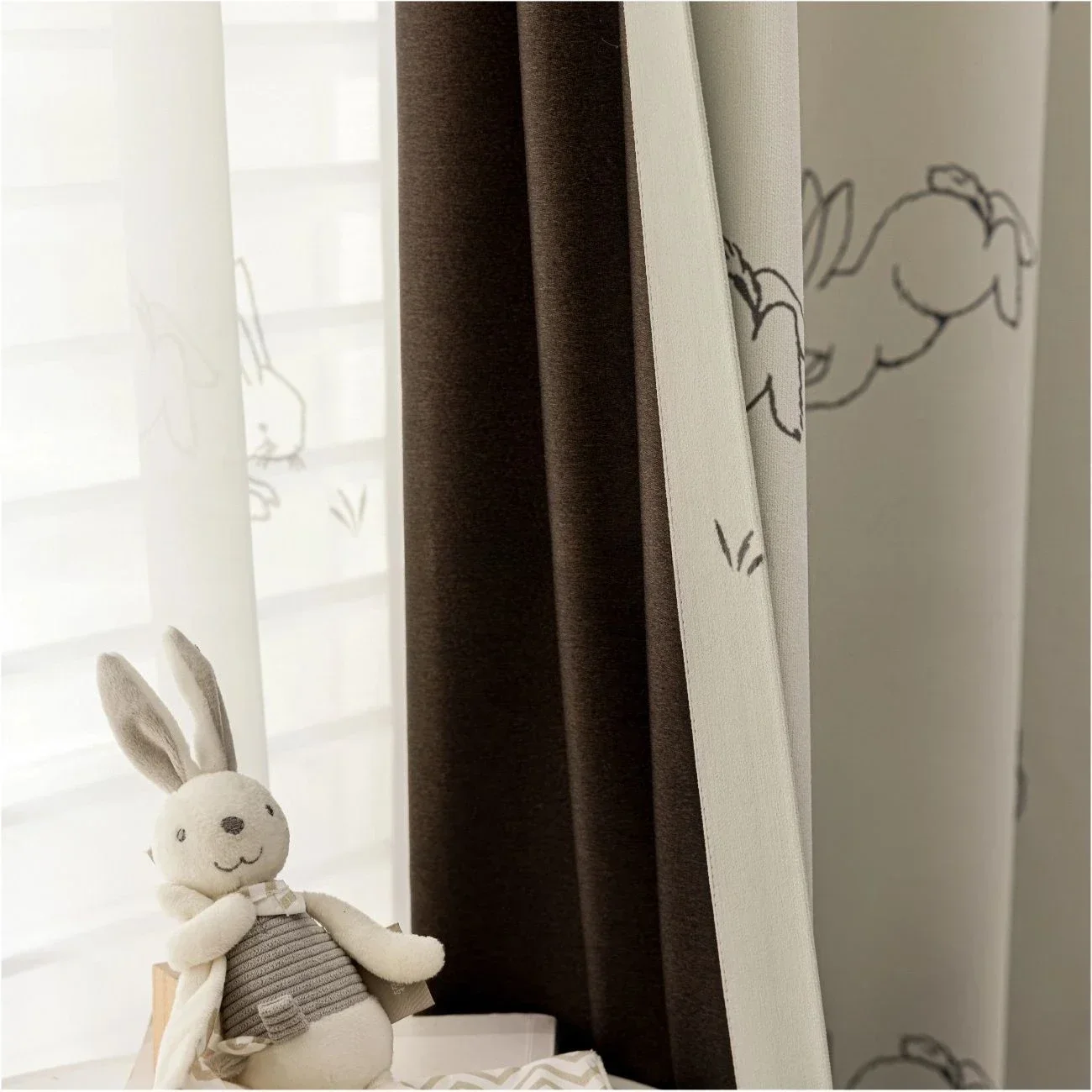 Custom Size Children's Room Cartoon Rabbit Squirtle Snow Neil Curtains Little Rabbit Float Window Screen for Living Dining Room