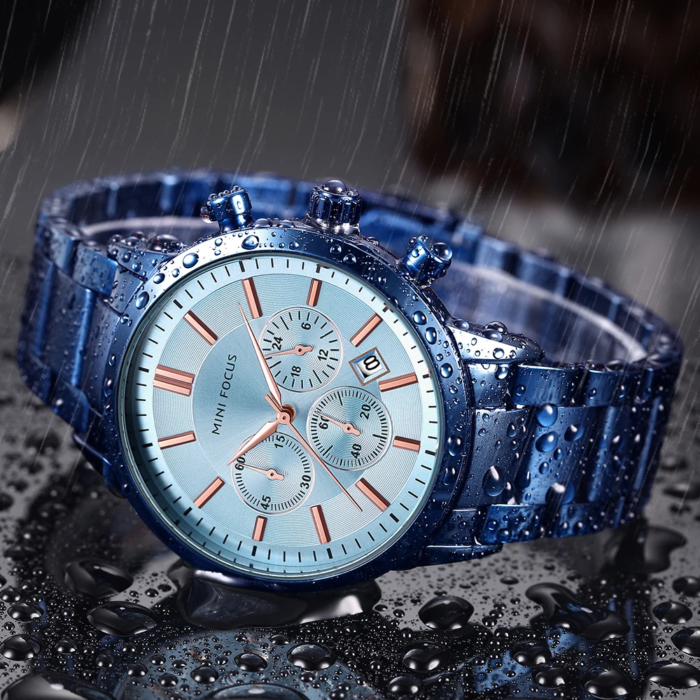 

Мужские кварцевые часы премиум-класса, люминесцентные, с хронографом, из нержавеющей стали, водонепроницаемые, с календарем и указателем даты.