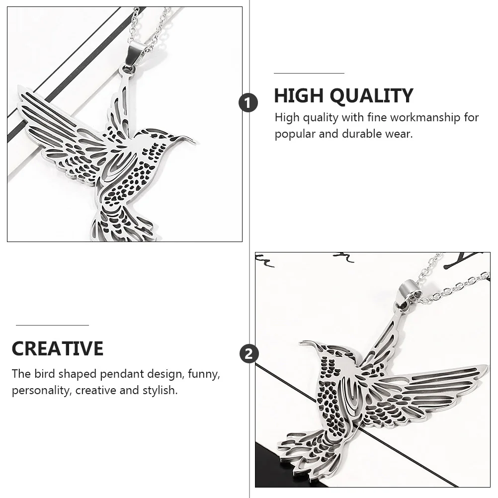 1 pçs colar de pássaro de aço inoxidável oco-para fora criativo hip-pop pingente masculino colar elegante pescoço decoração presente