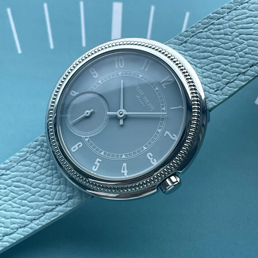 بيير فيليب ريترو ساعة رجالية رقيقة جدا 38 مللي متر دليل الميكانيكية ساعة رجالي الأعمال مقاوم للماء Reloj Hombre السماء الزرقاء