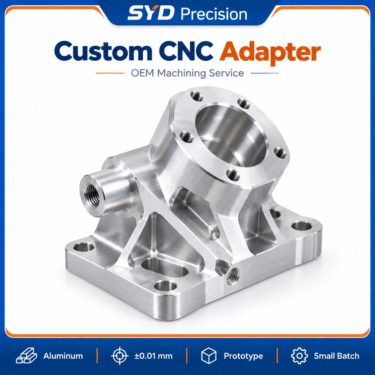 Custom CNC Aluminum Adapter Precision Machining Connector Parts OEM Manufacturing Service