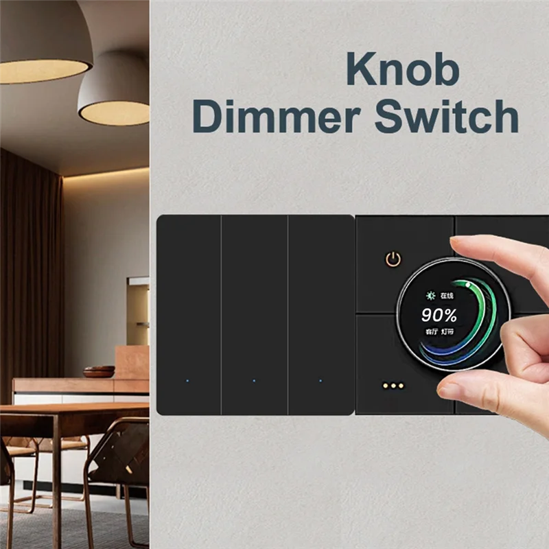 Hot-Tuya Zigbee Knob Smart Dimming Switch Panel App Control Voice Control Linkage 4 Gang Relay Smart Home Light Switch