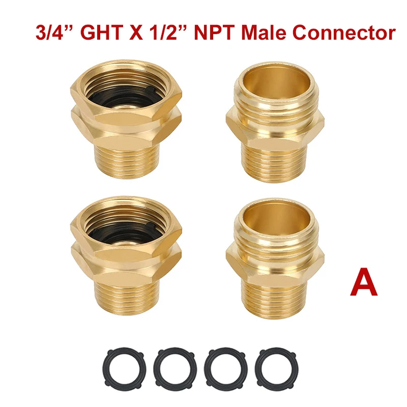 4Pcs Brass Garden Hose Fittings 3/4\