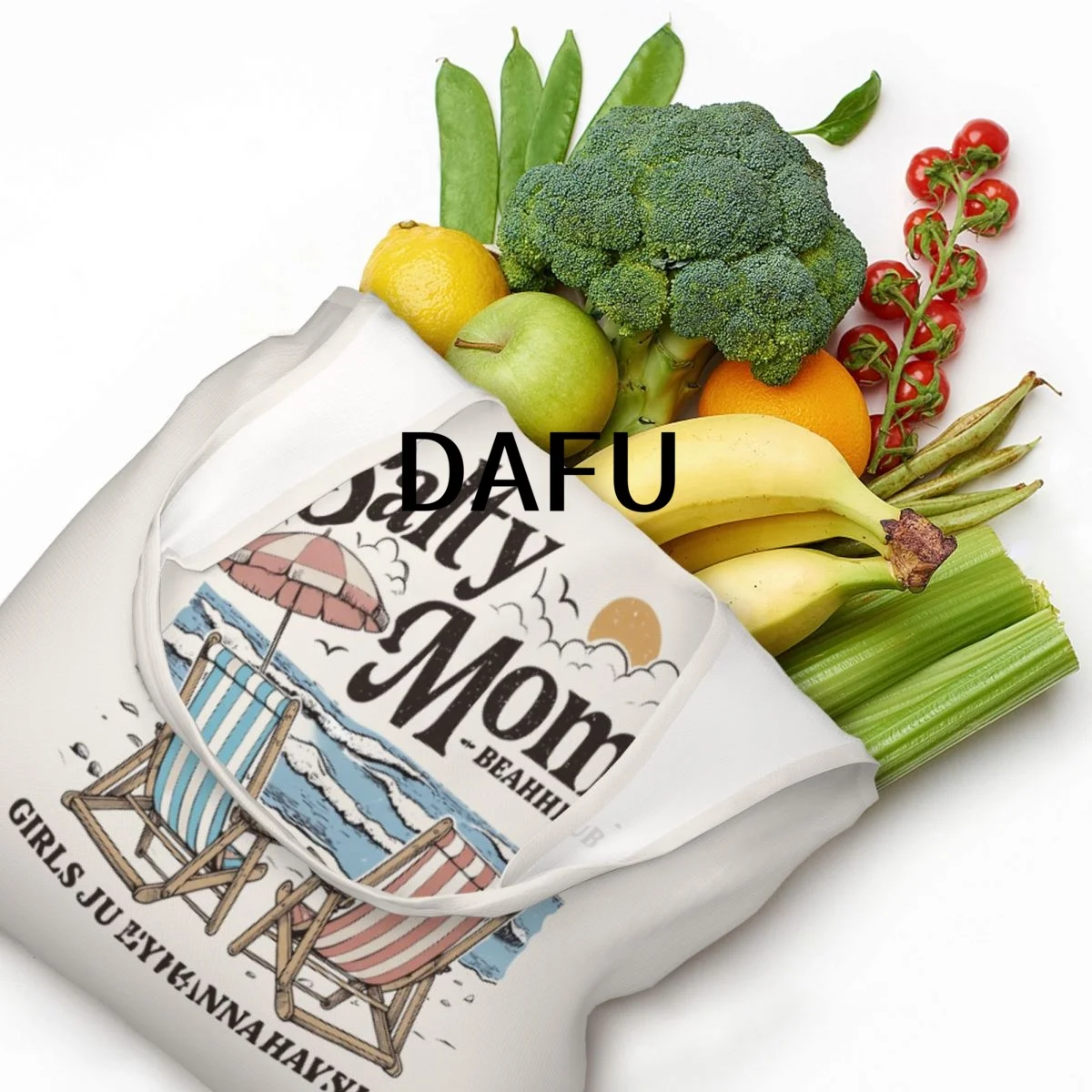 Salty Moms Beach Club Large Capacity Canvas Tote Bag Single Shoulder Work Commute Bag For Women Eco-Friendly Shopping Bag