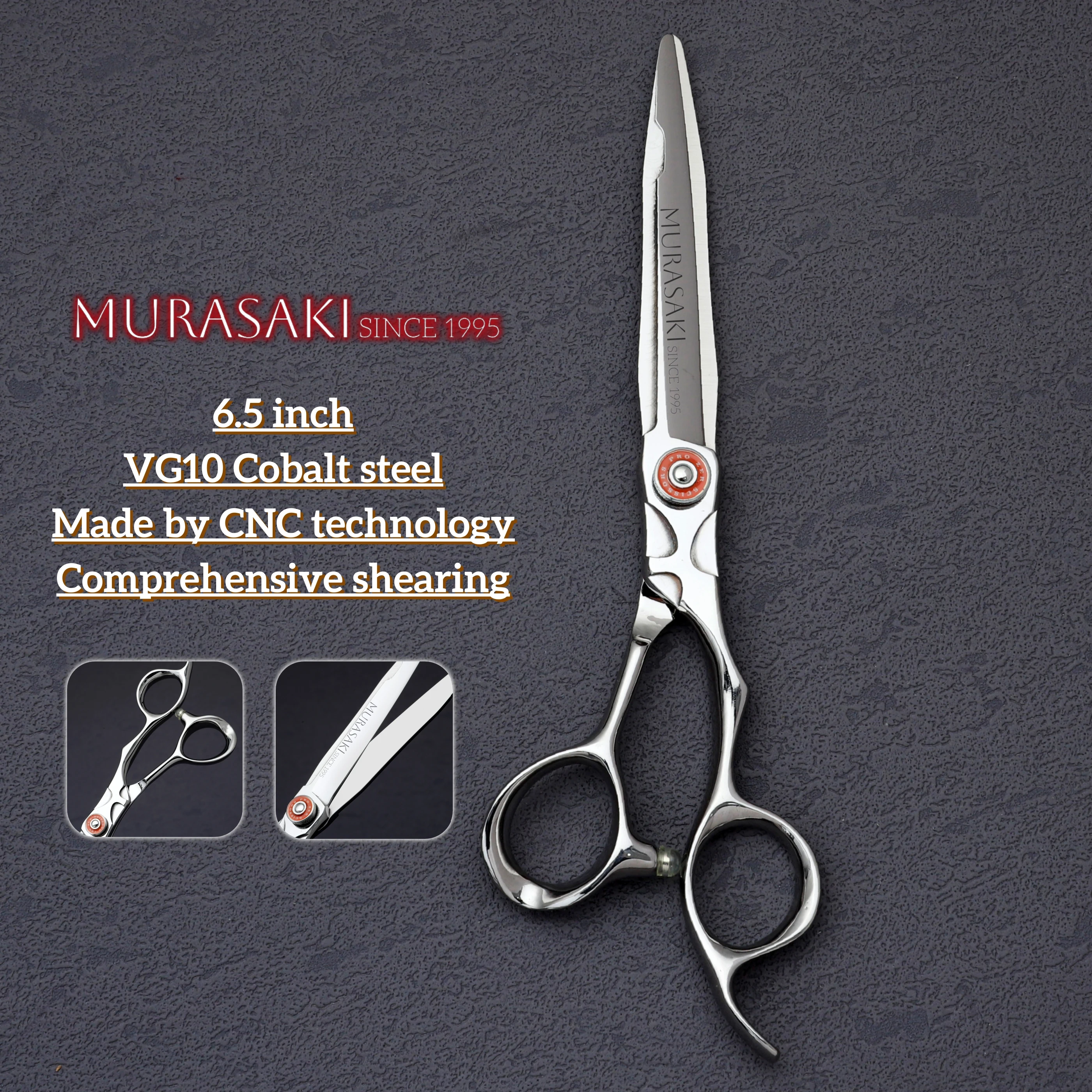 MURASAKI Top-Level Hairdressing Scissors，Professional Japanese VG10  Steel，6.1-6.5 Inch Barber Shears，High-End Barber Accessorie