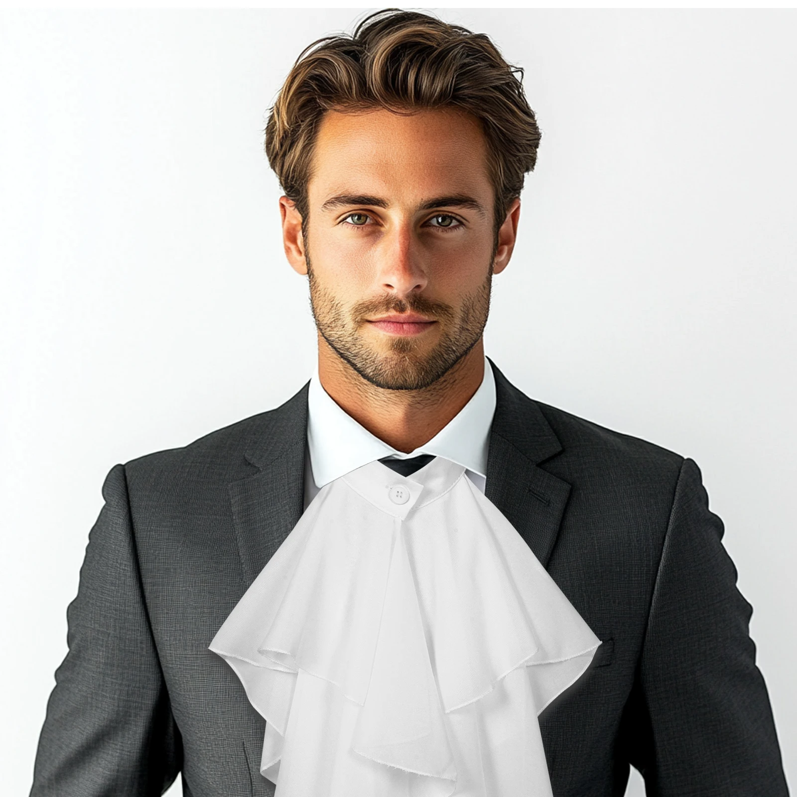 

Medieval Ruffled Collar Chiffon Fake Shirt Collar For Men Women Detachable Fashion Accessory Stage Wedding Party Costume Decor