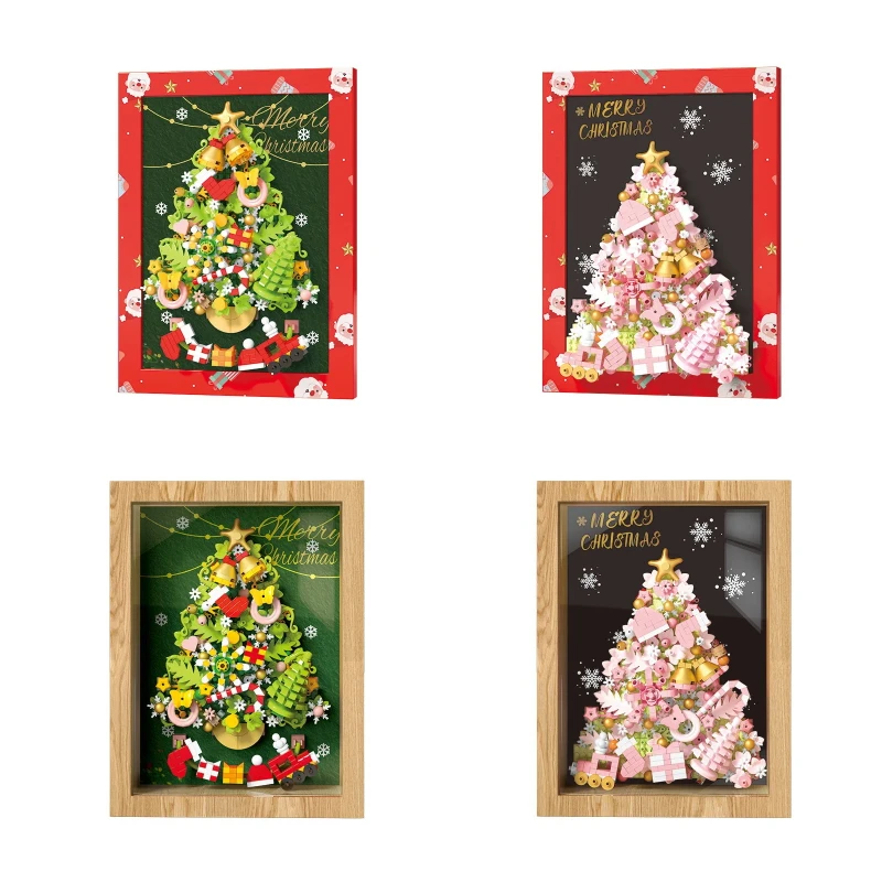 

2025 Christmas Tree Photo Frame Building Blocks Model DIY Assembly Toys Xmas Gift for Adult and Kid Home Decoration Xmas Gift