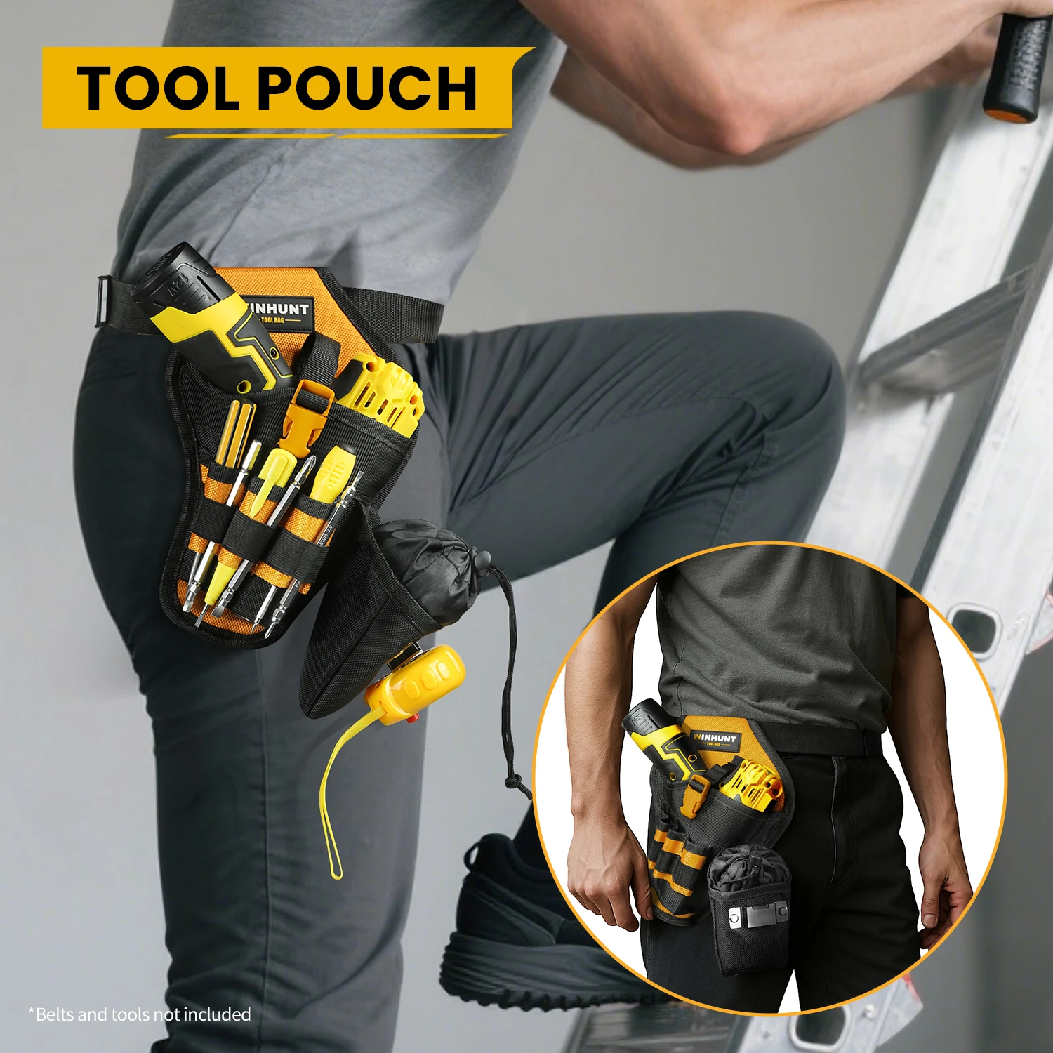 Tool Pouch, Drill Holster Impact Driver Holster with Bit Pouch Heavy Duty Impact Holster for Tool Belt