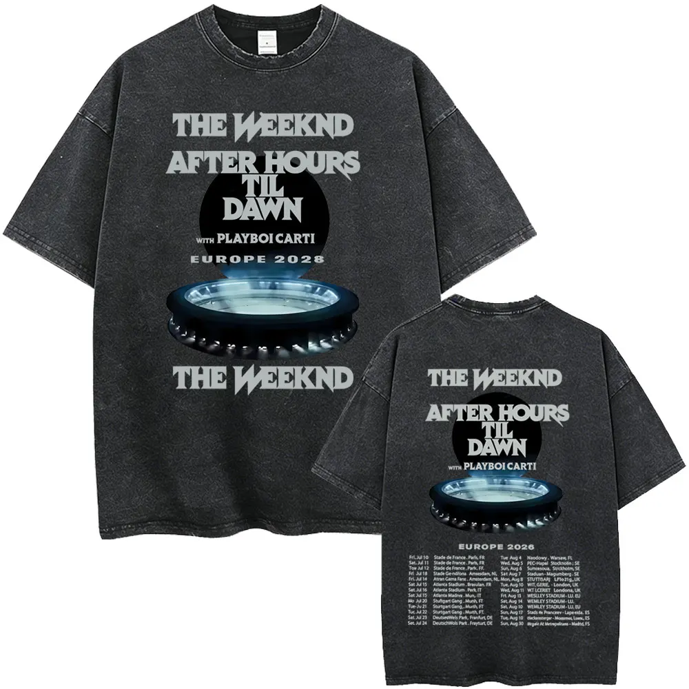 Washed Vintage Rapper Playboi Carti with The Weeknd After Hours Til Dawn Tour 2026 T-shirts Men Women Hip Hop Fashion T Shirts