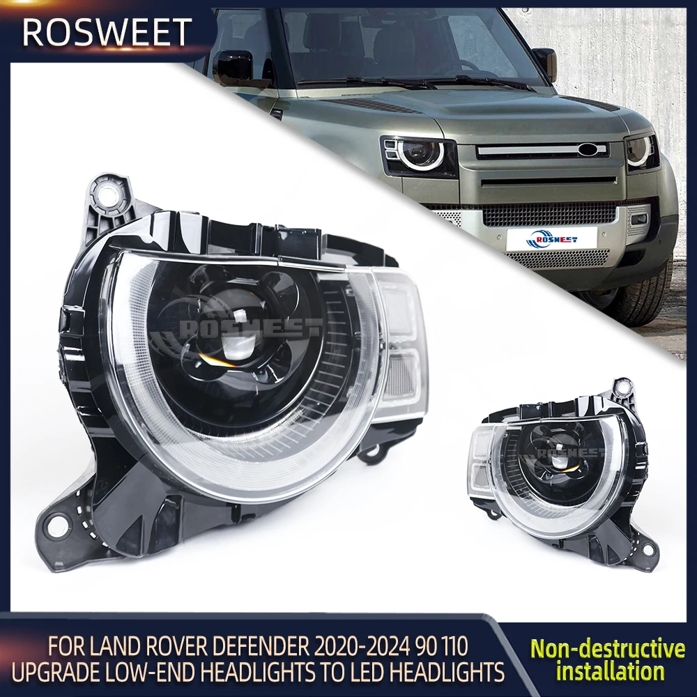 Car Front Headlights For Land Rover Defender L663 90 110 2020-2024 Low Upgrade High Configuration Version DRL Matrix LED Lights