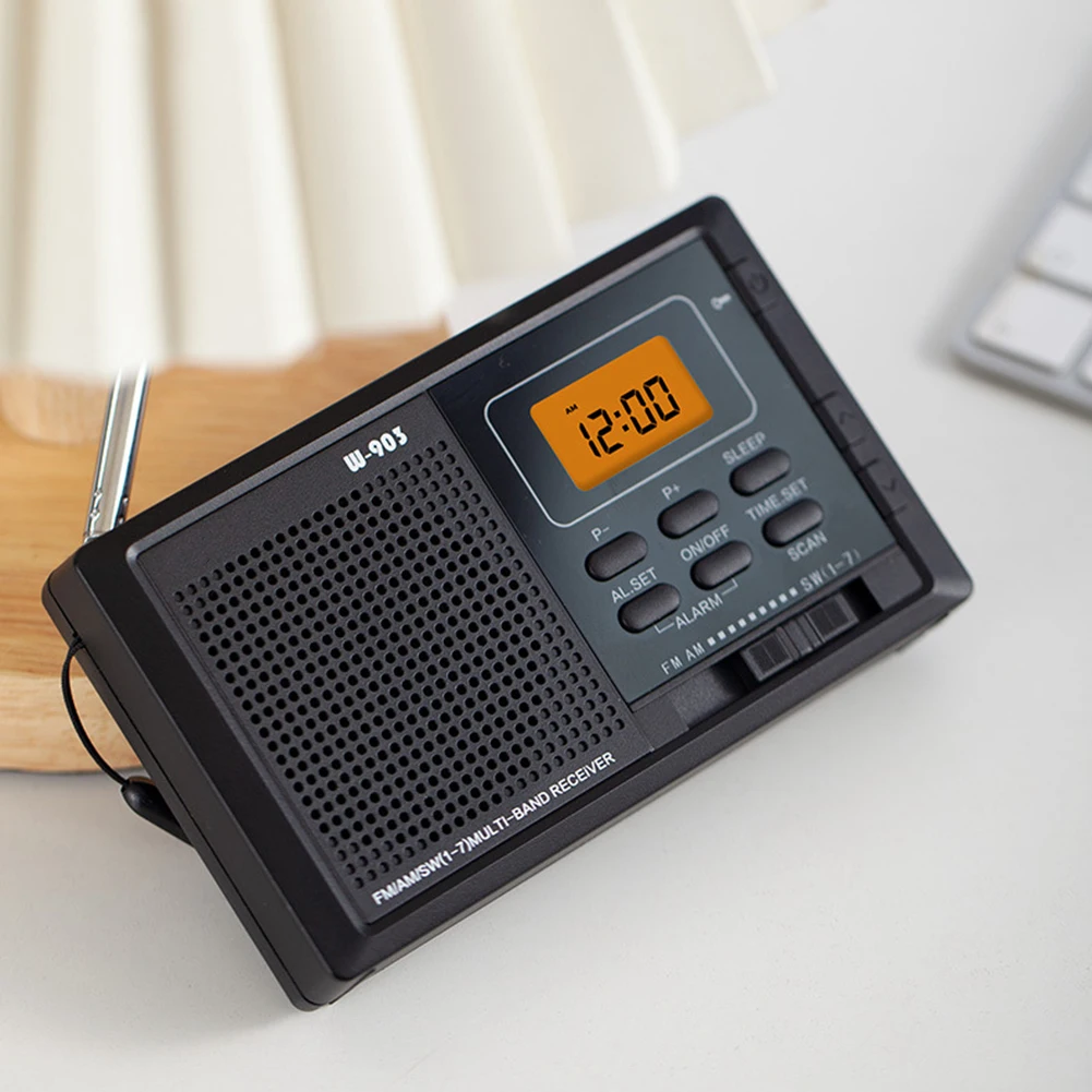 

Портативное стерео цифровое радио FM AM SW полнодиапазонное карманное радио с ЖК-дисплеем времени для кемпинга и путешествий на открытом воздухе