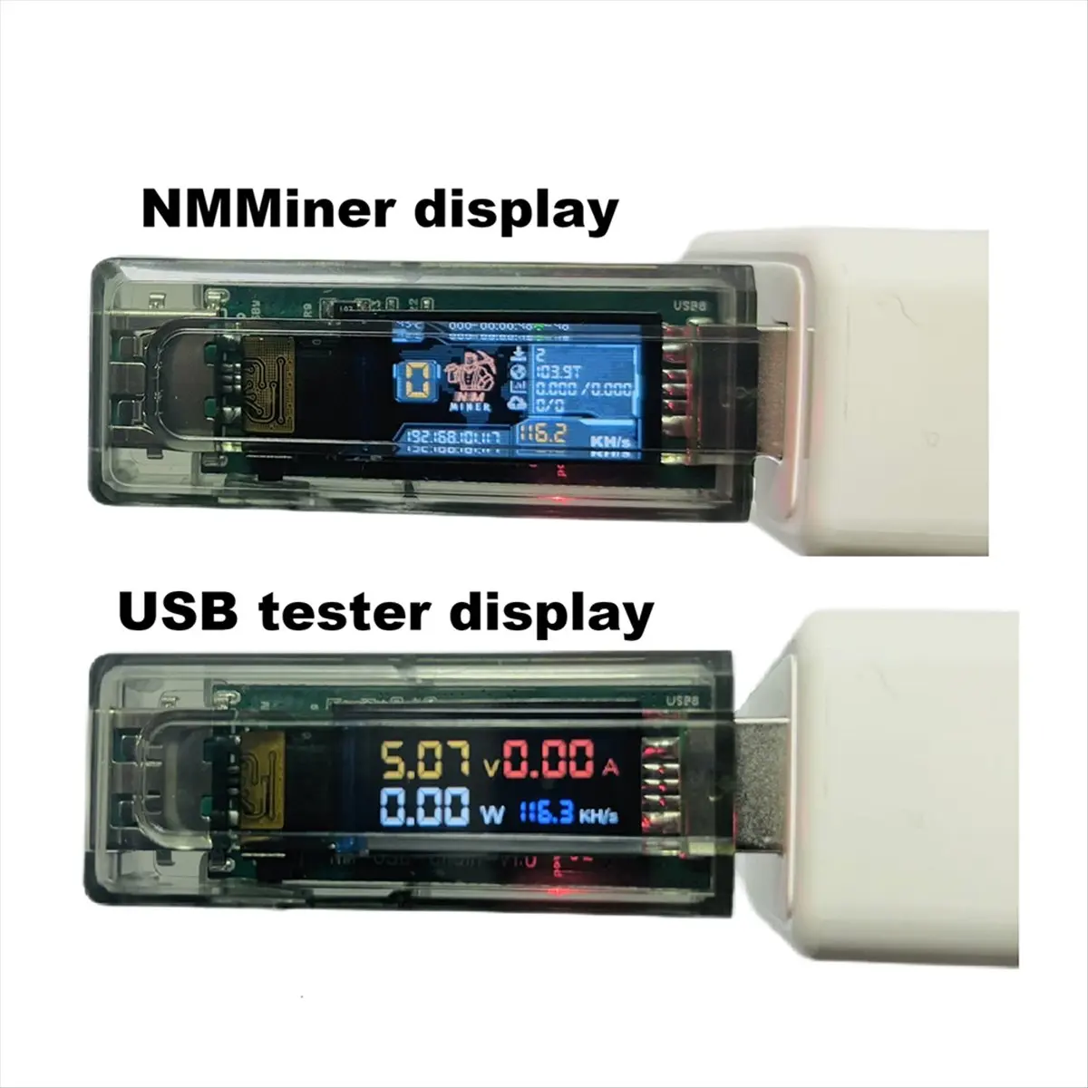 DTD980~ Miner+ V2 117KH/S USB Chain Crypto Miner BTC Solo Lottery Miner Ammeter USB-A Series Form Chain