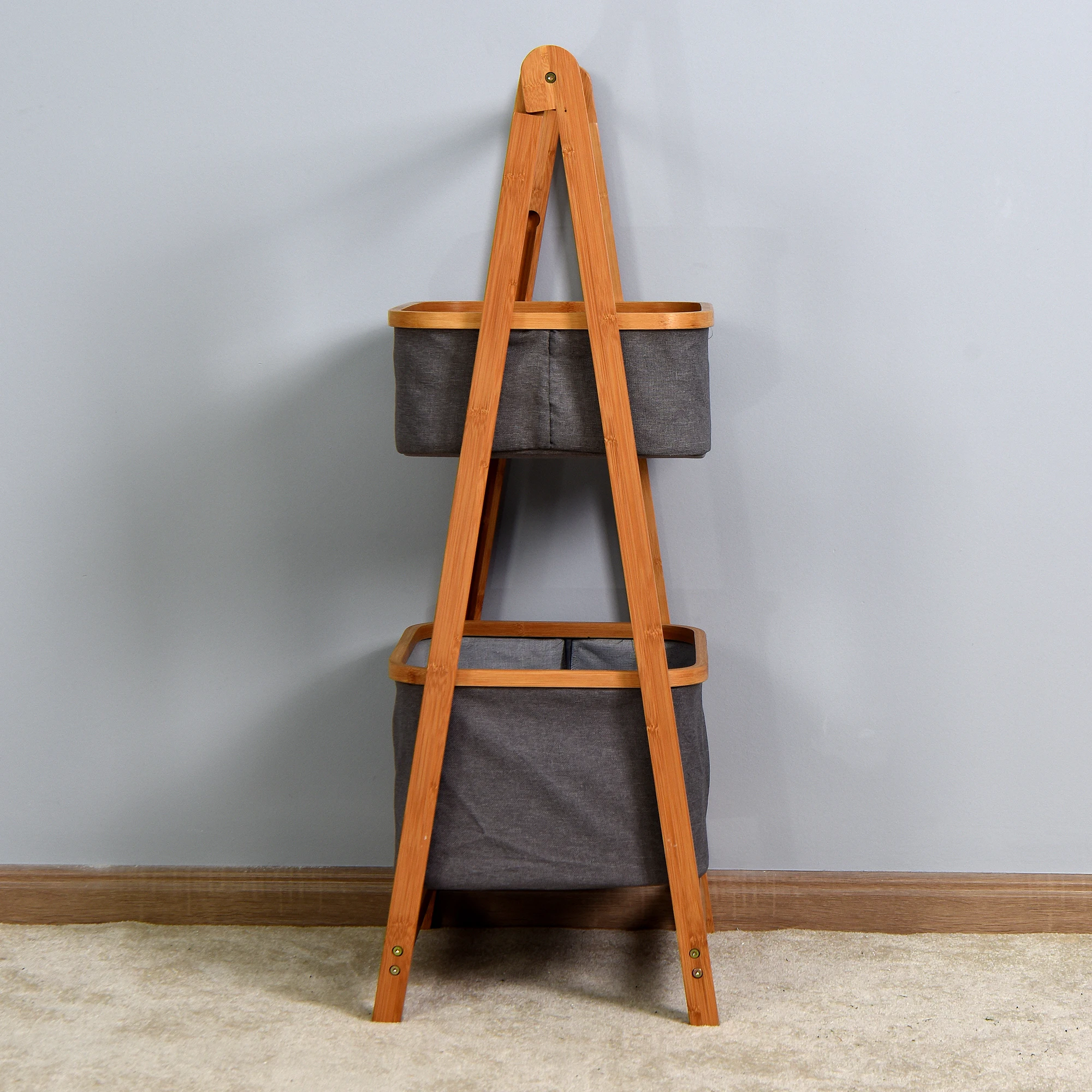 Estante de bambu 17.32x13x38.9 polegadas sala de estar 2 camadas