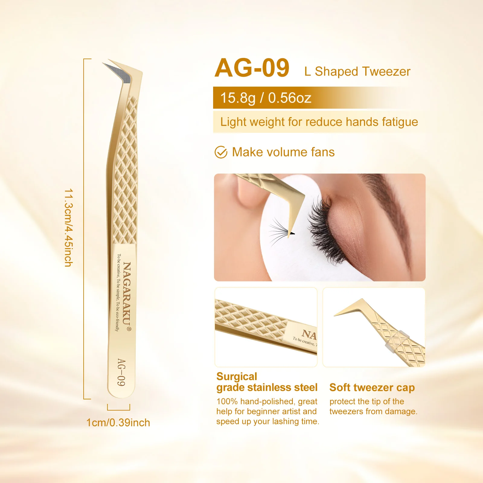 NAGARAKU Präzisionspinzette mit Faserspitze für Wimpernverlängerungen, professionelle Wimpernpinzette, antistatisch, gerade – Detail 11